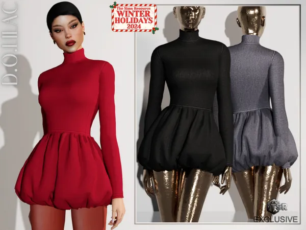 Alpha Puffball Mini Dress DO0629 by DOLilac - The Sims 4 Custom Content