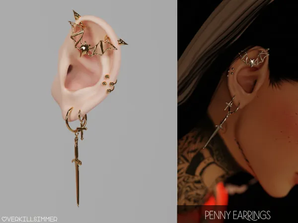 Alpha Penny earrings - The Sims 4 Custom Content