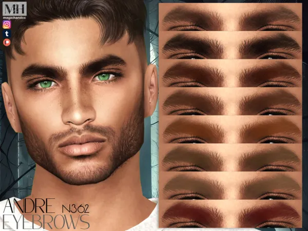 Alpha Andre Eyebrows N362 by MagicHand - The Sims 4 Custom Content