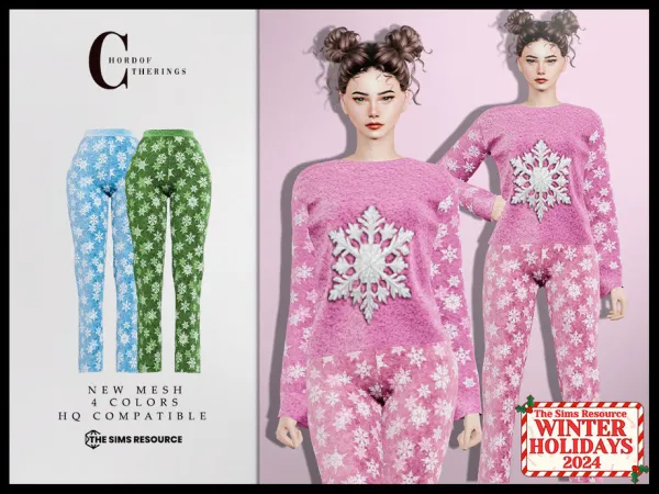 Alpha Winter Holidays 2024 Pajama Pants B 124 by ChordoftheRings - The Sims 4 Custom Content
