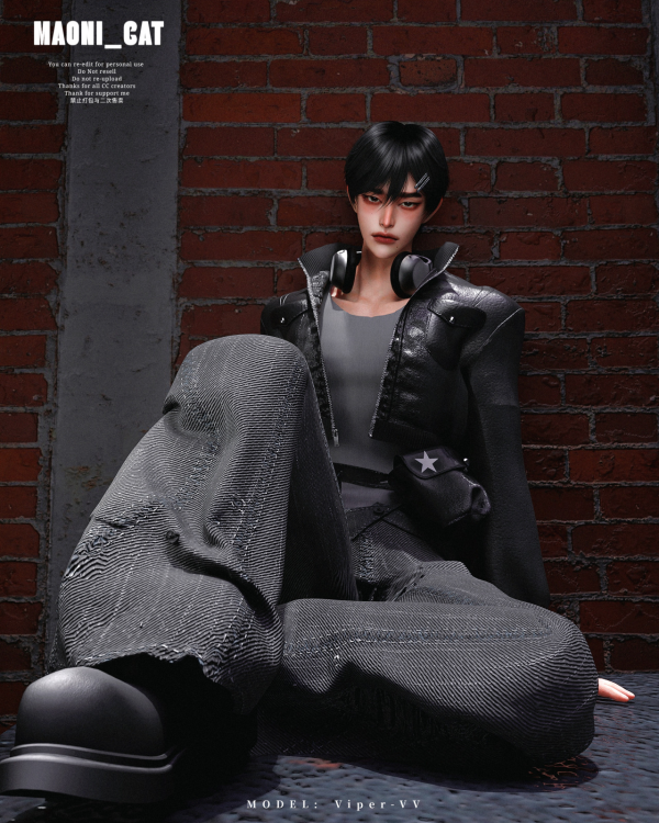 Alpha [Maoni_cat]Star hole jeans SET by simsfinds - The Sims 4 Custom Content