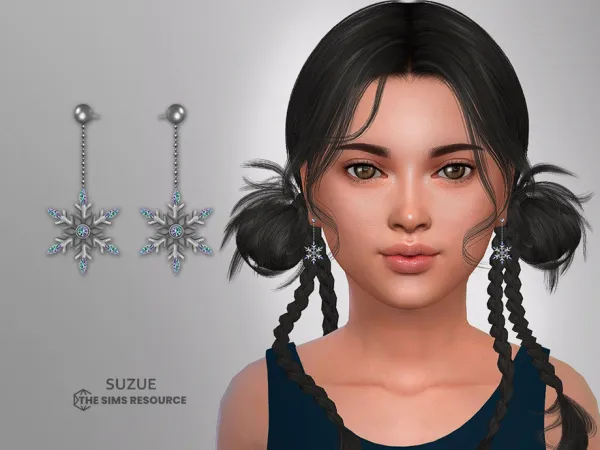 Alpha Winter Earrings Child by Suzue - The Sims 4 Custom Content