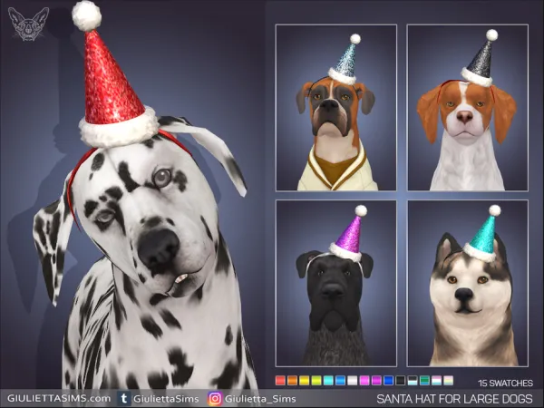 Alpha Santa Hat Headband For Large Dogs - The Sims 4 Custom Content
