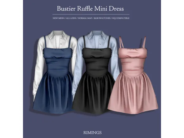 Alpha [RIMINGS] Bustier Ruffle Mini Dress - The Sims 4 Custom Content