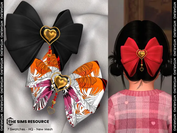 Toddler heart hair bow NA 745 by Mydarling20