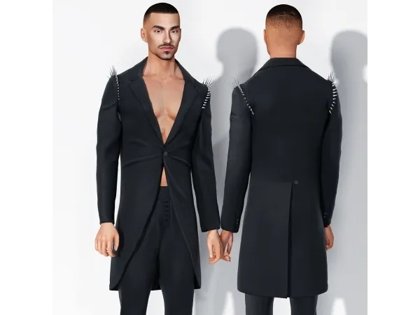 Alpha Suit Blazer with Spike accents Shoulders - The Sims 4 Custom Content