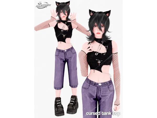 Alpha CURSED TANK TOP - The Sims 4 Custom Content