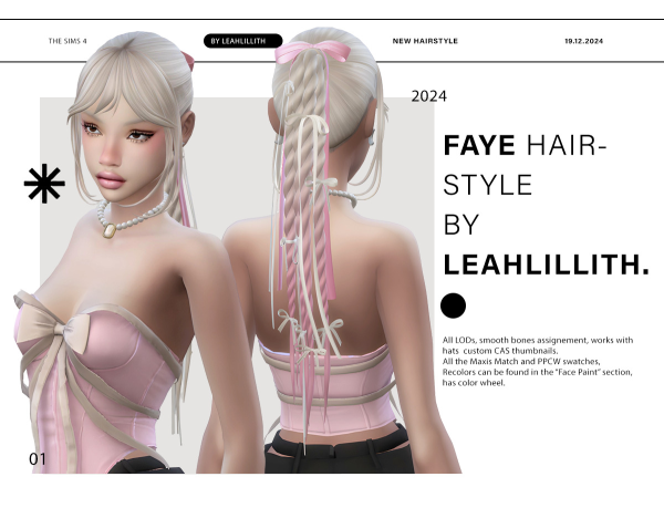 Maxis Match Faye Hairstyle Bows Accessories by simsfinds - The Sims 4 Custom Content