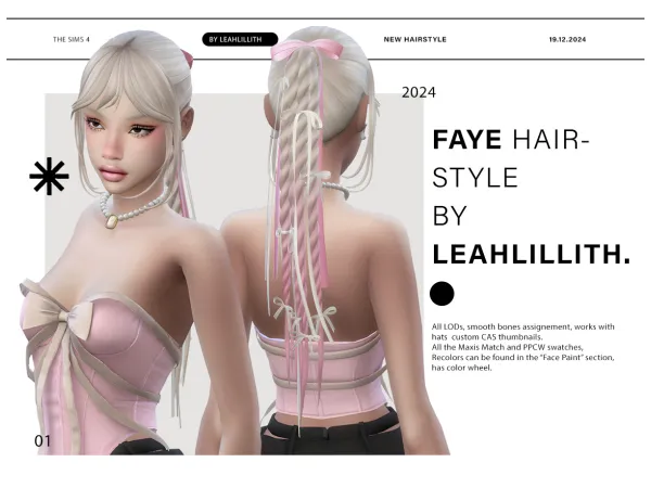 Maxis Match Faye Hairstyle Bows Accessories by leahlillith - The Sims 4 Custom Content