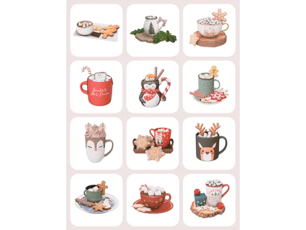Mix Christmas mugs blog by ullyania - The Sims 4 Custom Content
