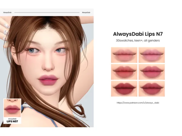 Alpha [AlwaysDabi] Lips_N7 - The Sims 4 Custom Content