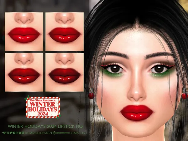 Alpha Winter Holidays 2024 Lipstick HQ by Caroll912 - The Sims 4 Custom Content