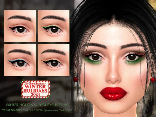Alpha Winter Holidays 2024 Eyeliner HQ by Caroll912 - The Sims 4 Custom Content