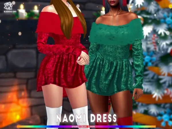 Mix Naomi Christmas Dress brsims - The Sims 4 Custom Content