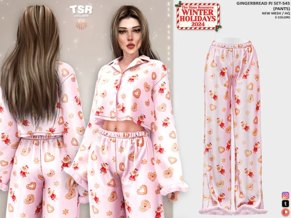 Mix GINGERBREAD PJ SET 545 (PANTS) BD1404 by busratr - The Sims 4 Custom Content