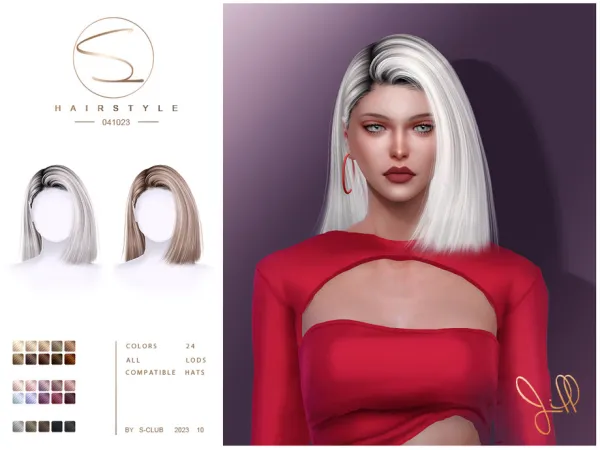 Alpha Fashion short hair (joyi) 041023 Club by S - The Sims 4 Custom Content