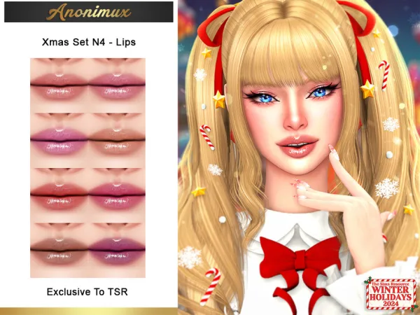 Alpha Xmas Set N4 Lips by Anonimux Simmer - The Sims 4 Custom Content