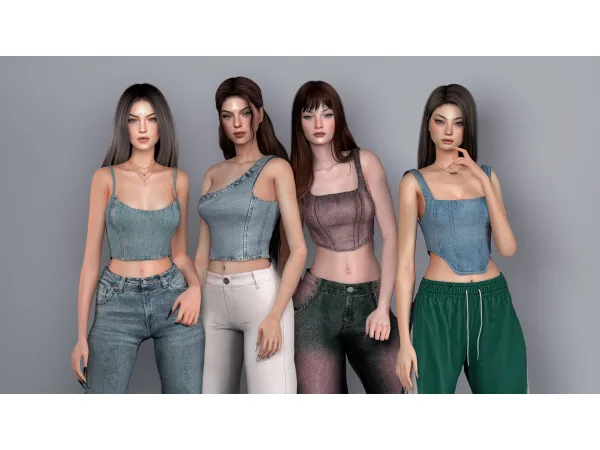 Alpha AMELIA JEANS TOPS COLLECTION by astya96 - The Sims 4 Custom Content