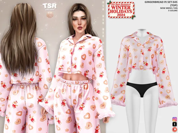 Mix GINGERBREAD PJ SET 545 (TOP) BD1403 by busratr - The Sims 4 Custom Content