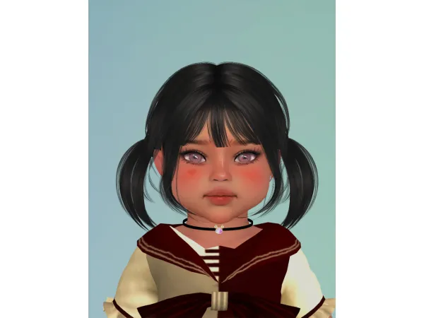 Alpha JINO HAIR N28 and 29 MARI Conversion for Toddler and Infant by yourjinworld - The Sims 4 Custom Content