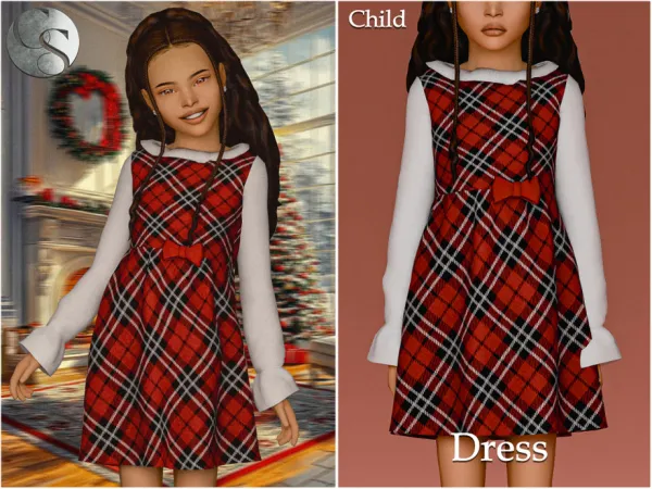 Mix Christmas Spirit Dress (Child Version) by Camuflaje - The Sims 4 Custom Content
