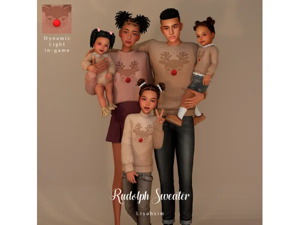 Maxis Match Rudolph Sweater by LiyahSim - The Sims 4 Custom Content