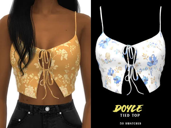 Alpha Doyle Tied Top - The Sims 4 Custom Content