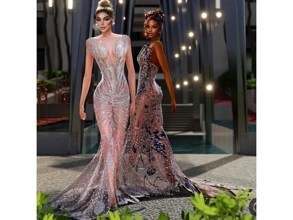 Alpha Mermaid Sheer Gown - The Sims 4 Custom Content