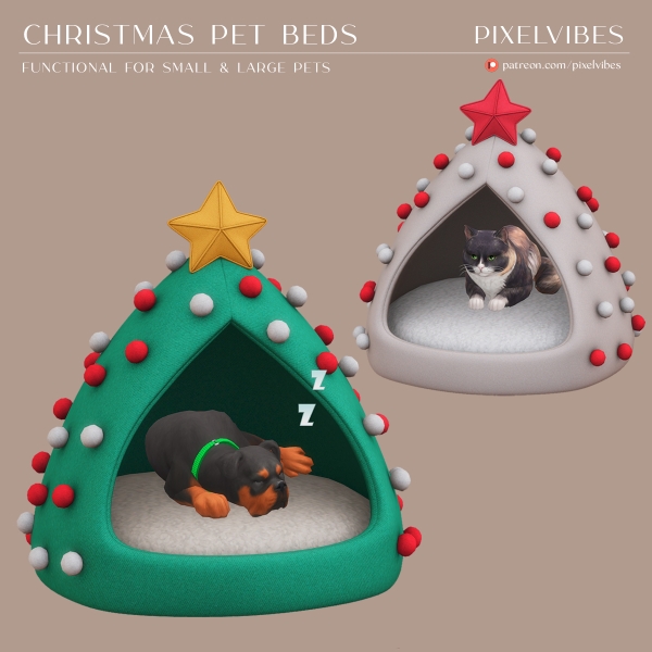 Mix Christmas Pet Beds by pixelvibes - The Sims 4 Custom Content