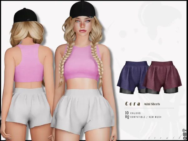 Mix Cora Set Mini Shorts by _ironik_ - The Sims 4 Custom Content