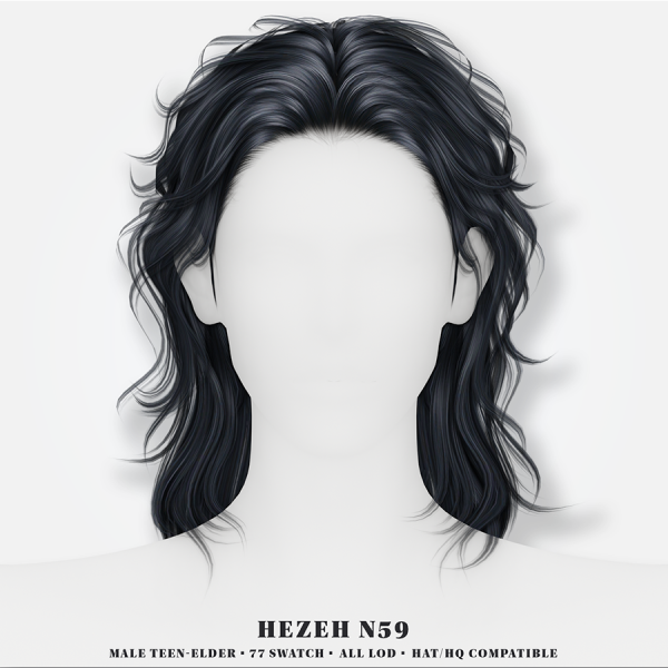 Alpha [Hezeh]Hair_No59 by hezeh - The Sims 4 Custom Content