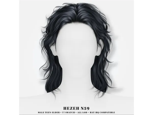 Alpha [Hezeh]Hair_No59 - The Sims 4 Custom Content
