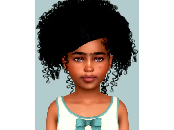 Alpha FASHIONSIMSTA curly ponytail V1 and 2 conversion for children - The Sims 4 Custom Content