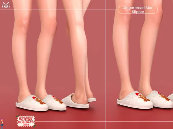 Maxis Match Gingerbread Man Slipper S441 (Female) by Mermalade - The Sims 4 Custom Content