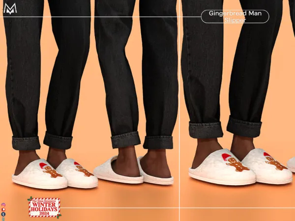 Maxis Match Gingerbread Man Slipper S442 (Male) by Mermalade - The Sims 4 Custom Content