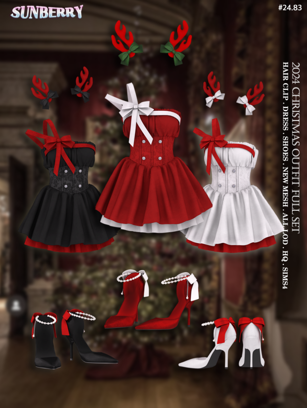 Alpha [SUNBERRY] 2483 2024 Christmas Outfit Full Set by simsfinds - The Sims 4 Custom Content