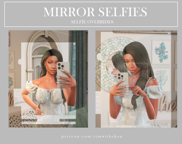 Mix Mirror Selfies V1 Selfie Overrides by simsfinds - The Sims 4 Custom Content