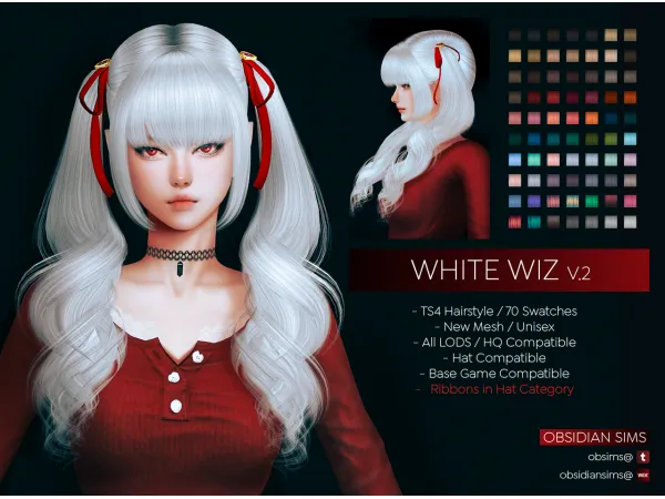Alpha WHITE WIZ HAIRSTYLE V2 by obsims - The Sims 4 Custom Content