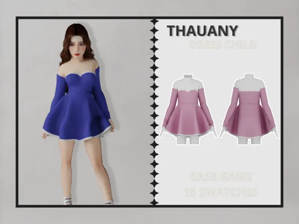 Alpha Thauany Dress Child - The Sims 4 Custom Content