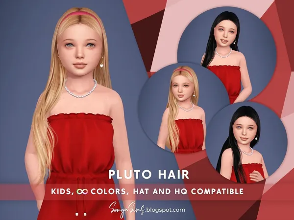 Alpha Pluto Hair FOR KIDS - The Sims 4 Custom Content