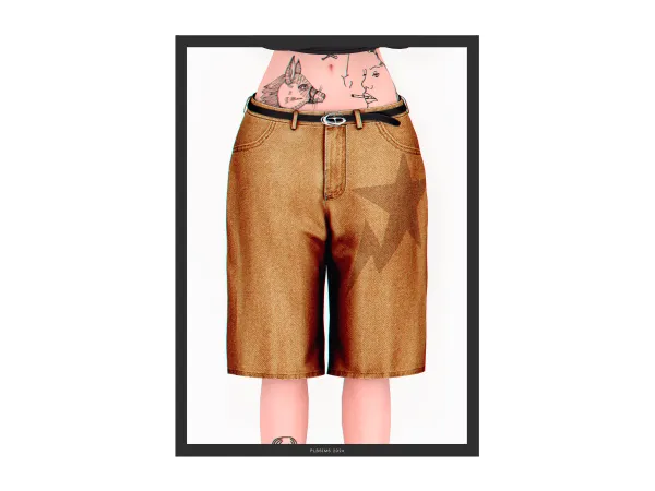 Alpha Strategy Y2k Denim Bermuda (Female Version) - The Sims 4 Custom Content