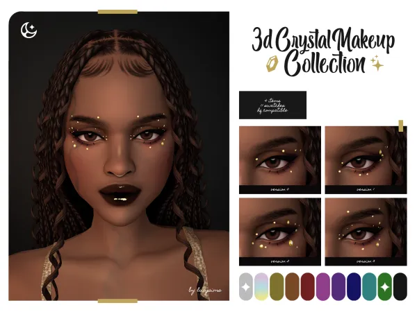 Alpha 3D Crystal Makeup Collection New Year's Eve - The Sims 4 Custom Content