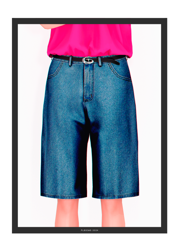 Alpha Strategy Y2k Denim Bermuda (Male Version) by plbsims - The Sims 4 Custom Content
