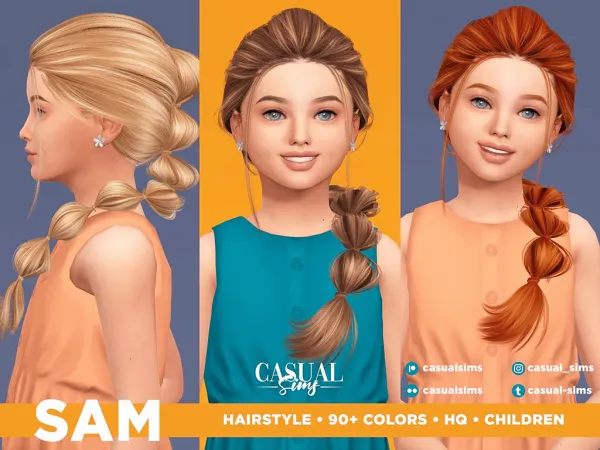 Alpha Sam Hairstyle for Children Longer version by casualsims - The Sims 4 Custom Content