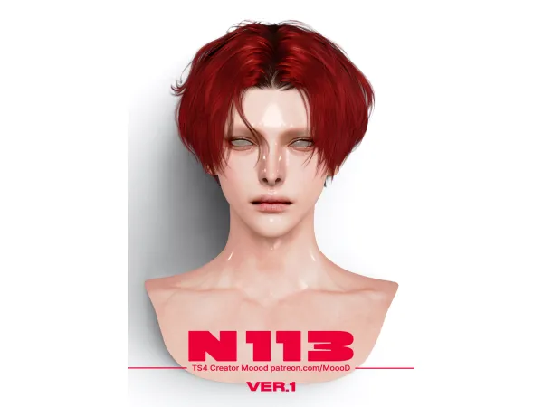Alpha MoooD Hair N113 VER1 by MoooD - The Sims 4 Custom Content