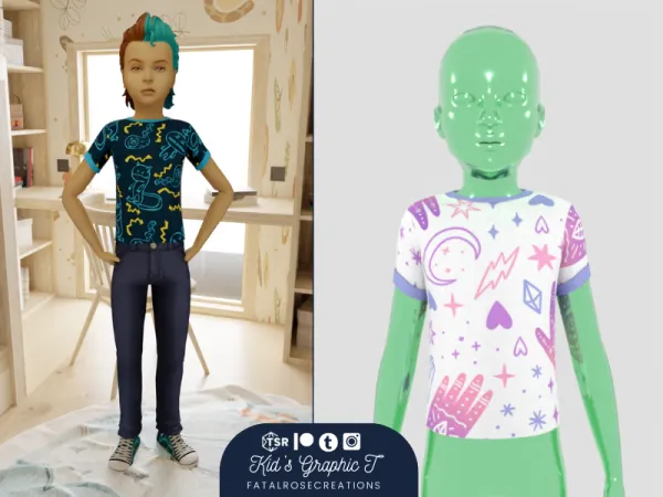 Maxis Match Kid's Graphic T - The Sims 4 Custom Content