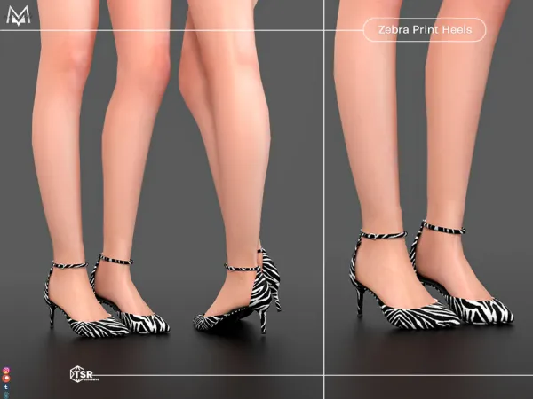 Mix Zebra Print Heels S465 by Mermalade - The Sims 4 Custom Content