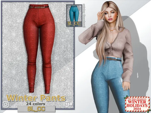Mix WinterHolidays 2024 Winter Pants by SL CCSIMS - The Sims 4 Custom Content