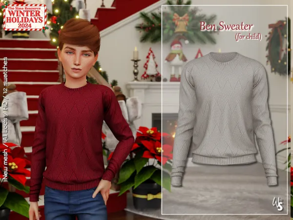 Mix Ben Sweater for children by WisteriaSims - The Sims 4 Custom Content