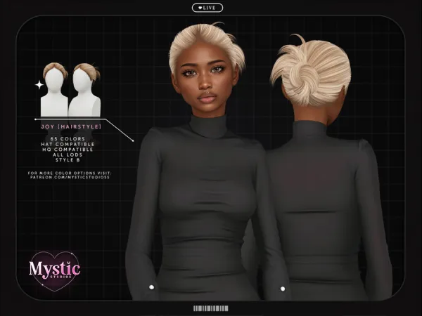 Alpha Joy V2 (Hairstyle) by Mystic - The Sims 4 Custom Content